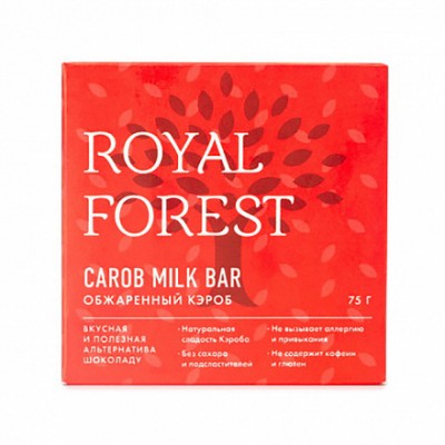 Натуральный шоколад из обжаренного кэроба Carob milk bar Royal Forest, 75 г