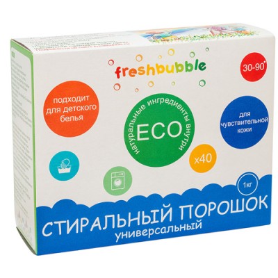 Порошок для стирки Универсальный FreshBubble, 1 кг (Леврана)