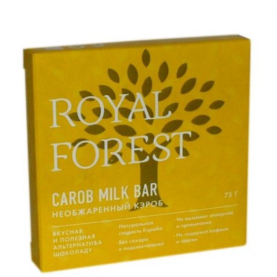 Натуральный шоколад из Необжаренного кэроба Carob milk bar Royal Forest, 75 г